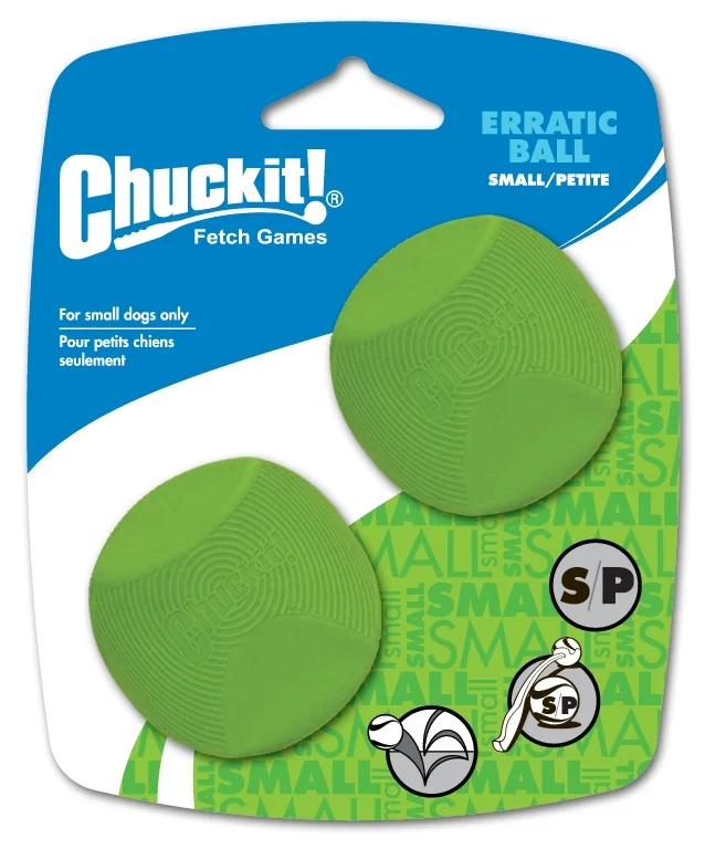Gumowa piłka dla psa o kanciastym kształcie, S 5 cm, 2 sztuki – Chuckit! Erratic Ball - obrazek 1