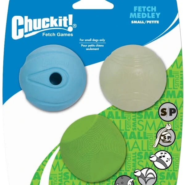 Piłki dla psa ze światłem i dźwiękiem, 3 sztuki, Ø 5 cm – Chuckit! Fetch Medley S