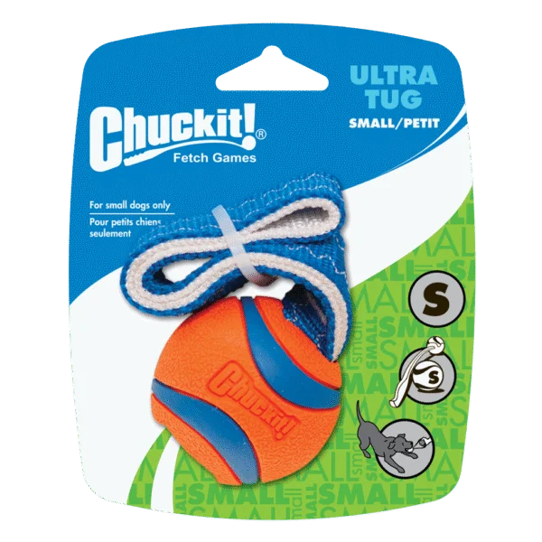 Zabawka dla psa do przeciągania z piłką tenisową i taśmą, ø 5 cm – Chuckit! Ultra Tug S