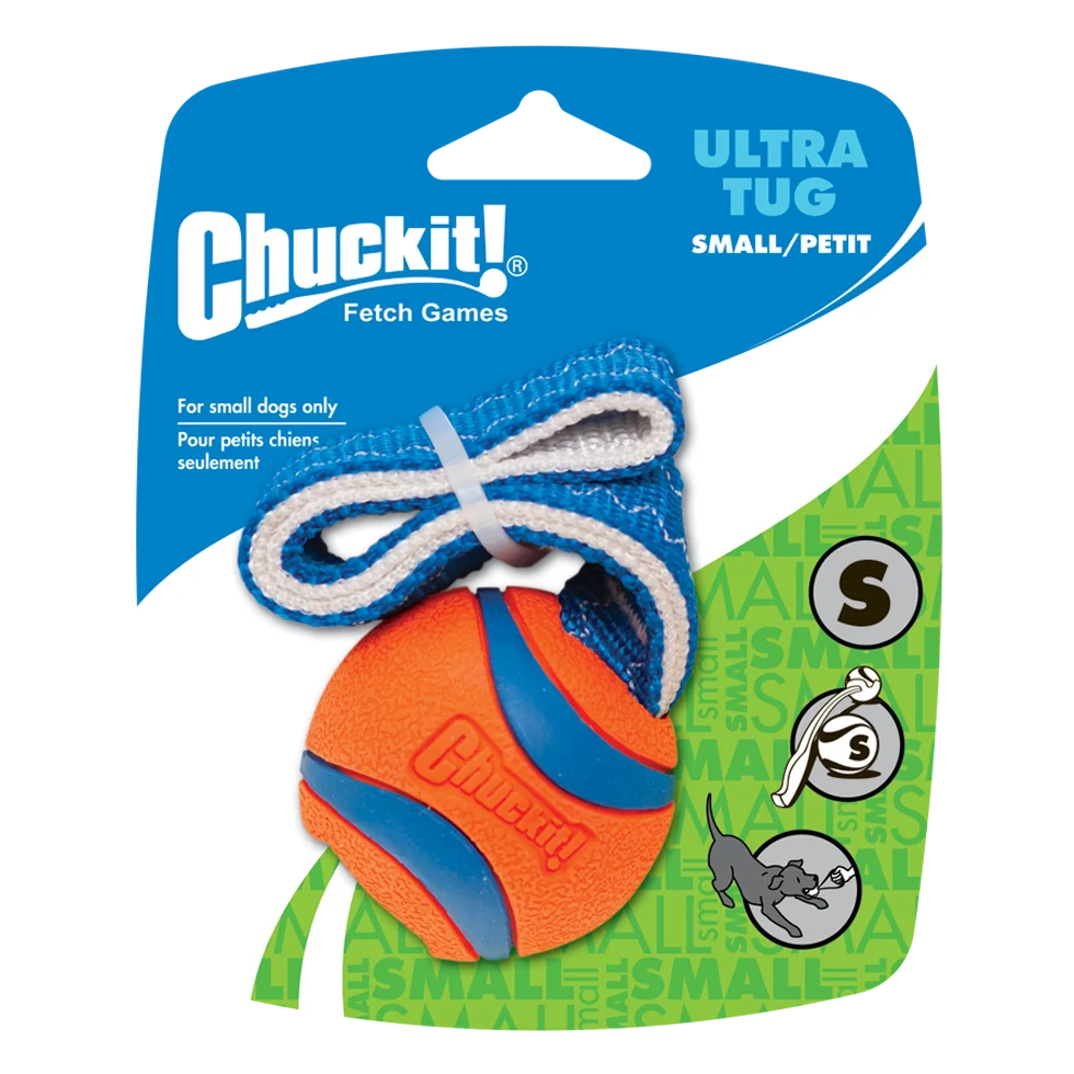Zabawka dla psa do przeciągania z piłką tenisową i taśmą, ø 5 cm – Chuckit! Ultra Tug S - obrazek 1