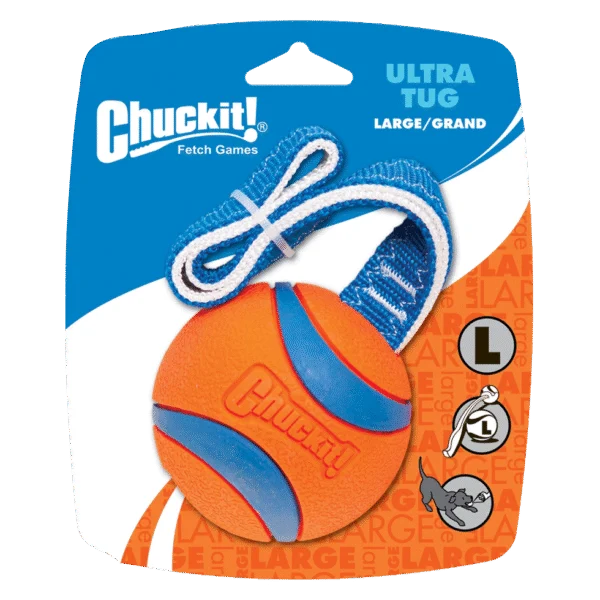 Zabawka dla psa do przeciągania z piłką tenisową i taśmą, ø 7 cm – Chuckit! Ultra Tug L