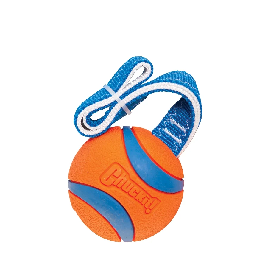 Zabawka dla psa do przeciągania z piłką tenisową i taśmą, ø 7 cm – Chuckit! Ultra Tug L - obrazek 3