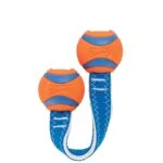 Zabawka do przeciągania dla psów z 2 piłkami tenisowymi i nylonową taśmą, ø 5 cm – Chuckit! Ultra Duo Tug S - obrazek 2