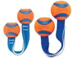 Zabawka do przeciągania dla psów z 2 piłkami tenisowymi i nylonową wstążką, ø 6 cm – Chuckit! Ultra Duo Tug M - obrazek 2