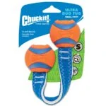 Zabawka do przeciągania dla psów z 2 piłkami tenisowymi i nylonową taśmą, ø 5 cm – Chuckit! Ultra Duo Tug S