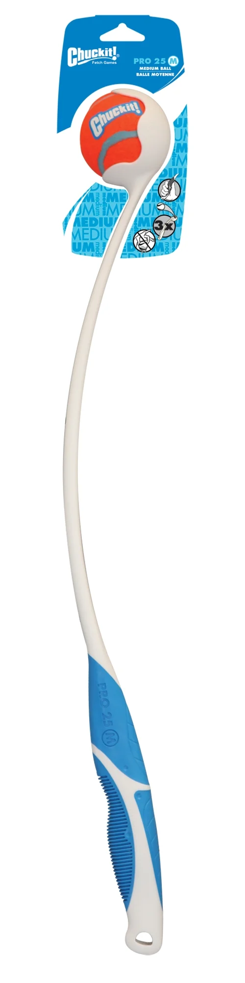 Wyrzutnia do piłek dla psa z gumowym uchwytem i piłką tenisową, 63 cm – Chuckit! Pro Launcher M - obrazek 1