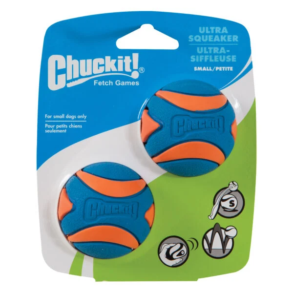 Piłka dla psa z piszczałką, gumowa, S, ø 5 cm, 2 sztuki – Chuckit! Ultra Squeaker Ball