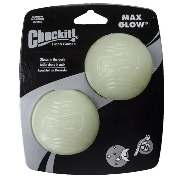 Świecąca piłka gumowa dla psa, Ø 6 cm, 2 sztuki – Chuckit! Max Glow M