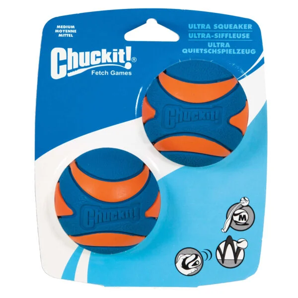Gumowa piłka dla psa z piszczałką M, ø 6 cm, 2 sztuki – Chuckit! Ultra Squeaker Ball