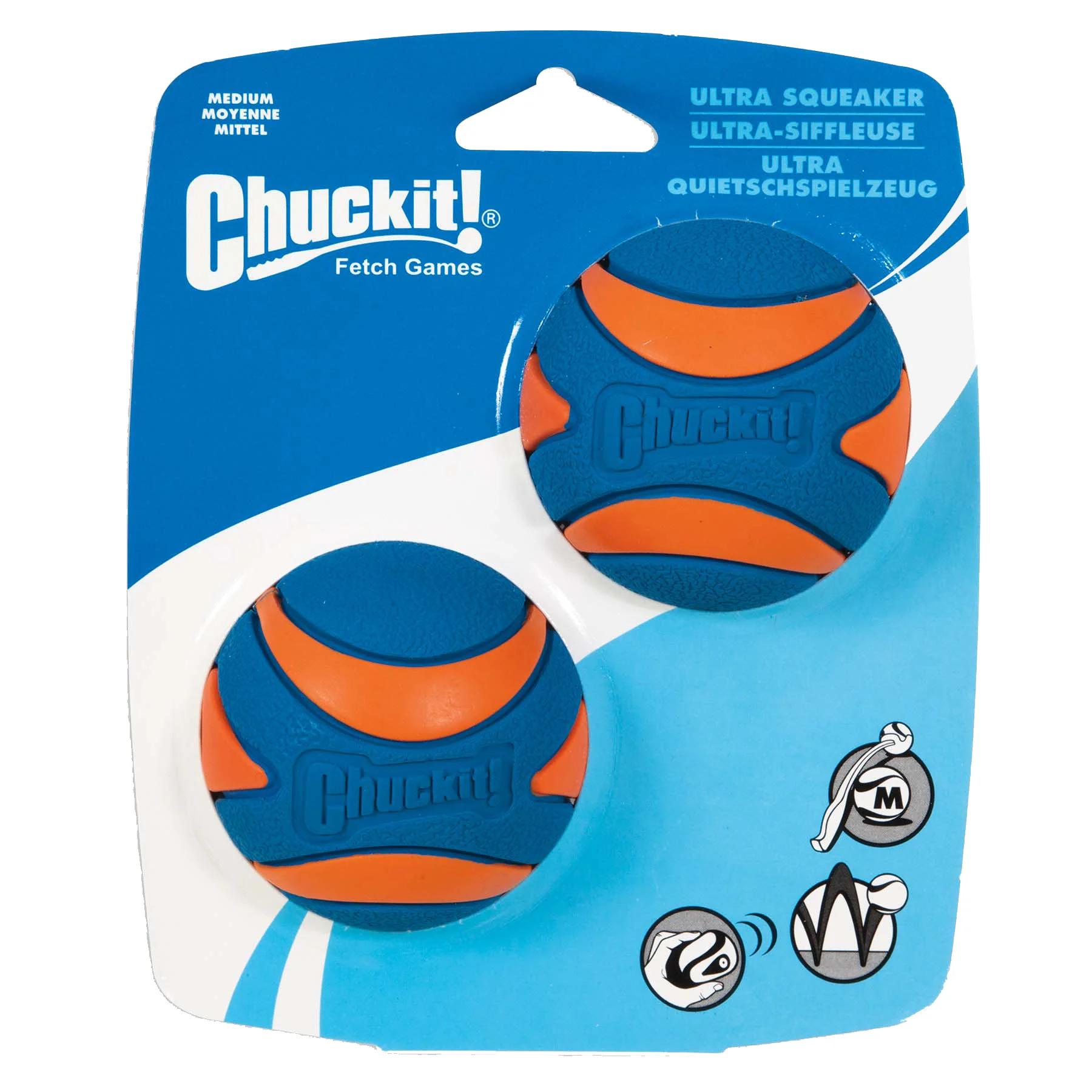 Gumowa piłka dla psa z piszczałką M, ø 6 cm, 2 sztuki – Chuckit! Ultra Squeaker Ball - obrazek 1