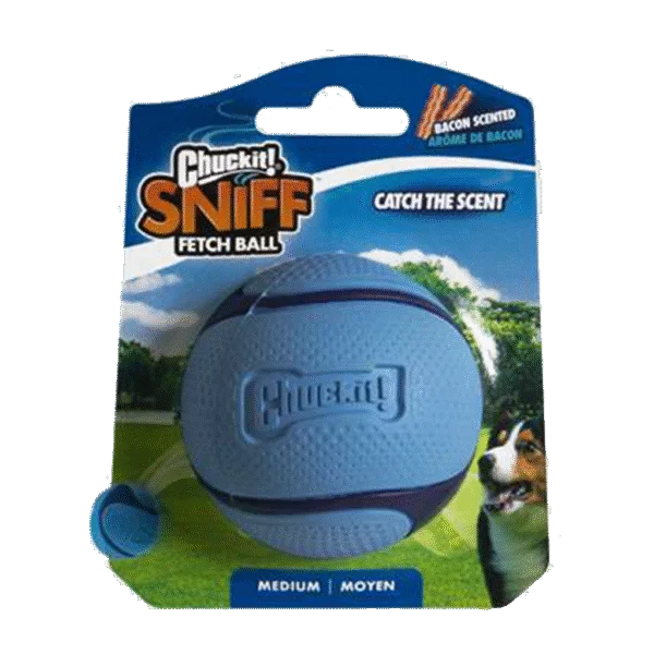 Piłka dla psa o zapachu bekonu – Chuckit! Sniff Fetch Ball Bacon M