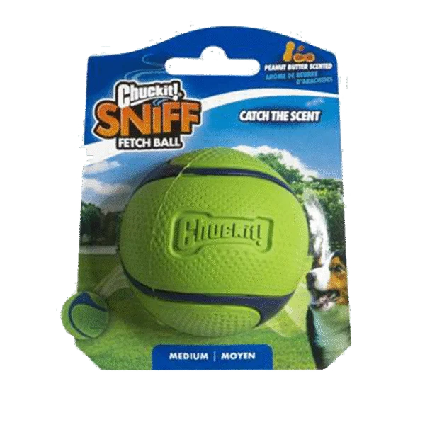 Piłka dla psa o zapachu masła orzechowego – Chuckit! Sniff Fetch Ball Peanut Butter M