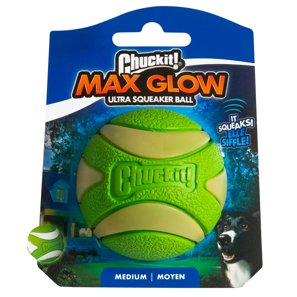 Piłka dla psa z piszczałką, świecąca, Ø 6 cm – Chuckit! Max Glow Ultra Squeaker Ball M - obrazek 1