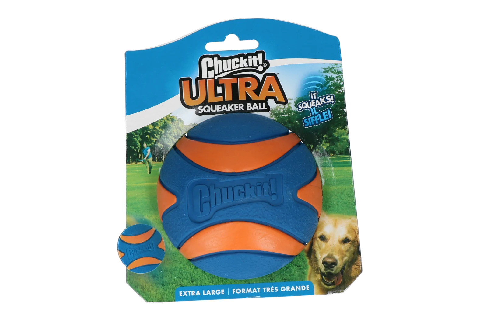 Gumowa piłka dla psa z piszczałką, XL 9 cm, 1 sztuka – Chuckit! Ultra Squeaker Ball - obrazek 1