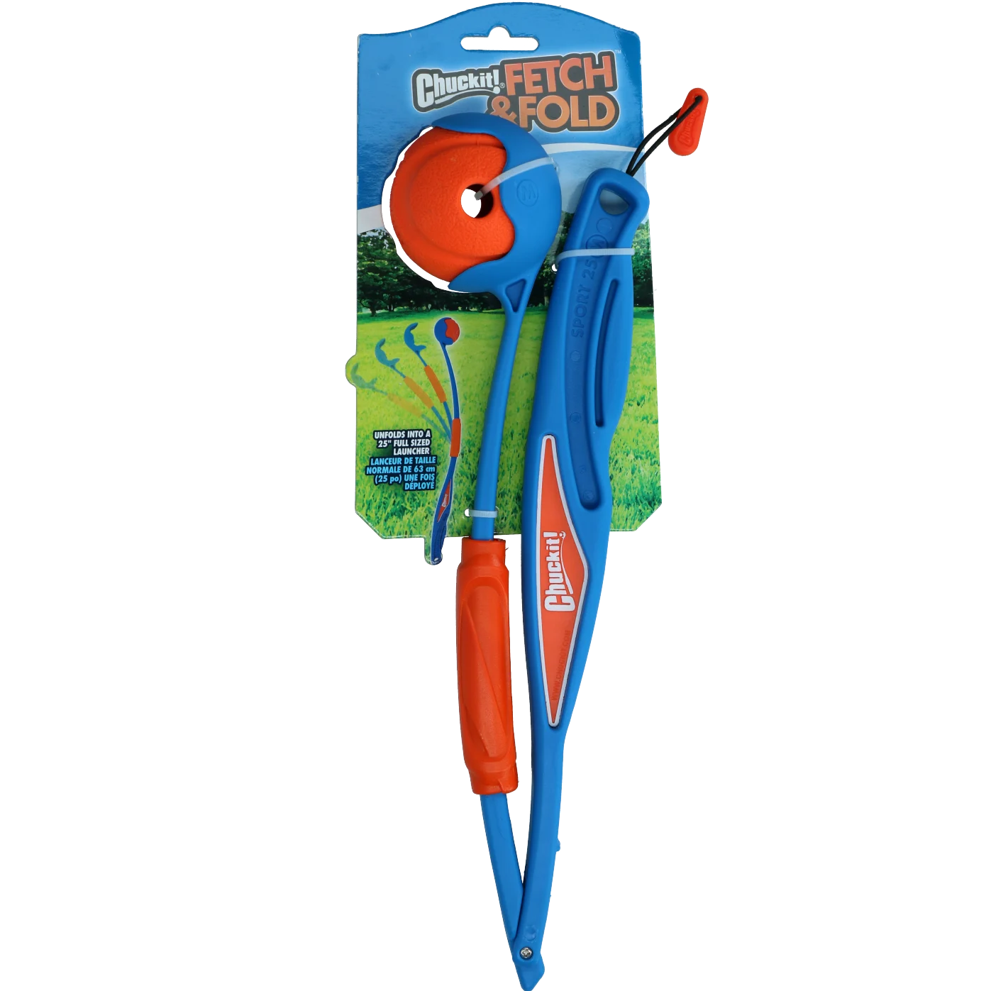 Wyrzutnia do piłek z gumową piłką, składana, 63 cm po rozłożeniu – Chuckit! Fetch & Fold Launcher Original - obrazek 1