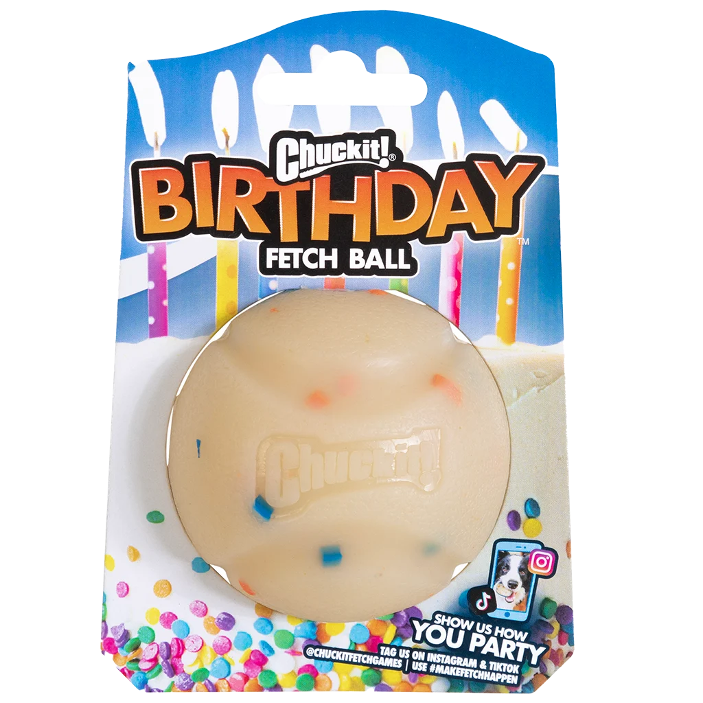 Piłka dla psa o zapachu wanilii, M 6 cm – Chuckit! Birthday Fetch Ball - obrazek 1