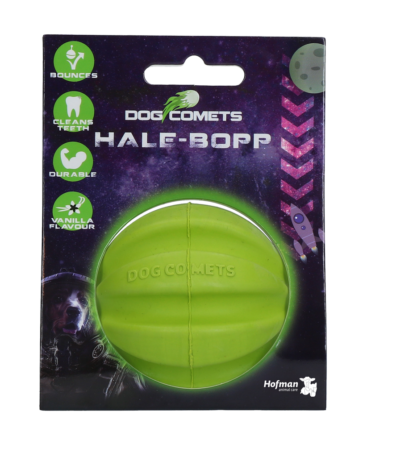 Piłka dla psa z naturalnego kauczuku z rowkami, 6 cm, zielona – Dog Comets Hale Bopp