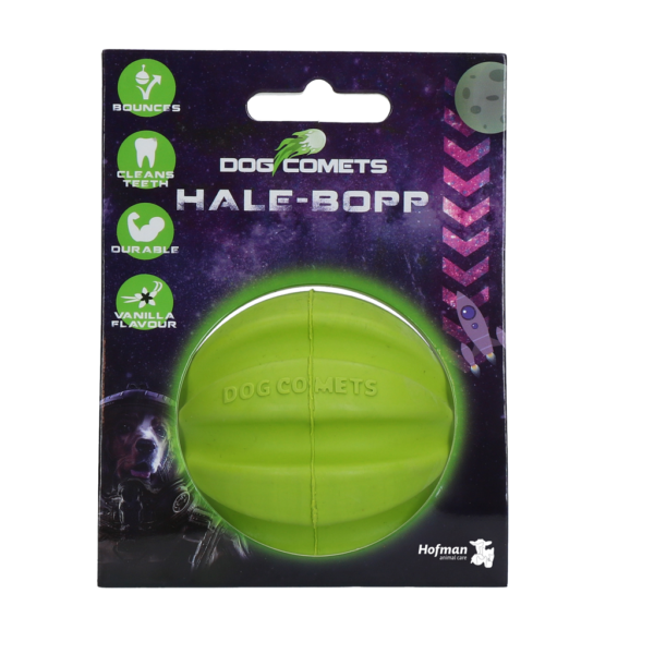 Piłka dla psa z naturalnego kauczuku z rowkami, 6 cm, zielona – Dog Comets Hale Bopp