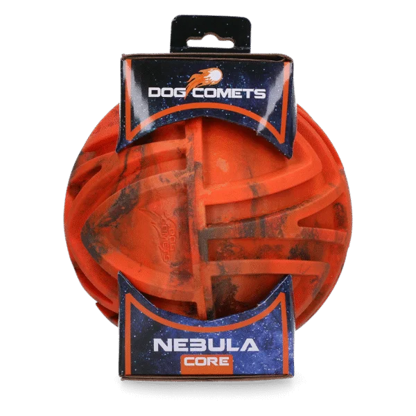 Piłka do aportowania z wypukłą fakturą i nieprzewidywalnym odbiciem, pomarańczowa, Ø 18 cm – Dog Comets Nebula Core