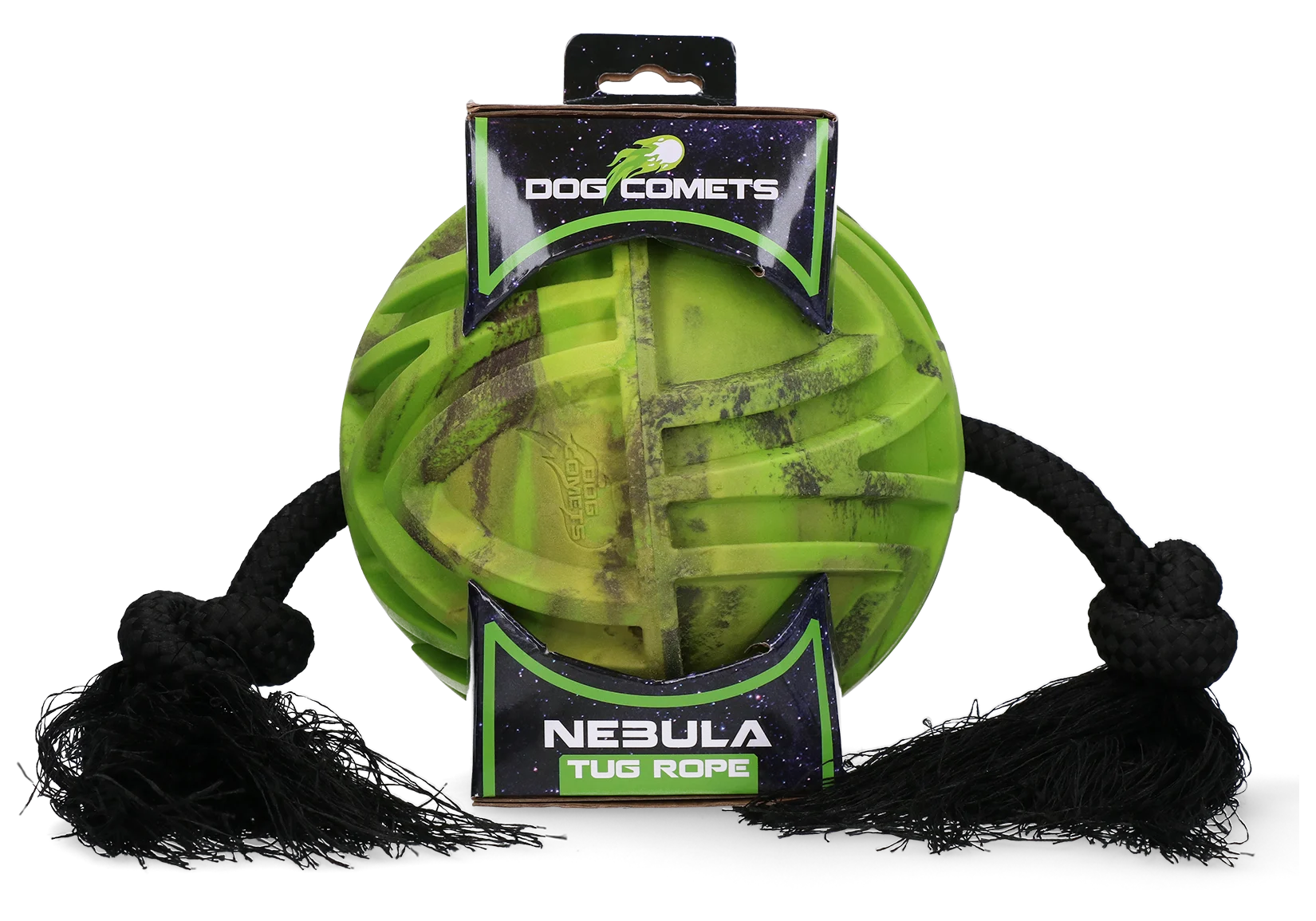 Piłka dla psa z liną przechodzącą przez środek i węzłami, Ø 18 cm, zielona – Dog Comets Nebula Tug Rope - obrazek 1