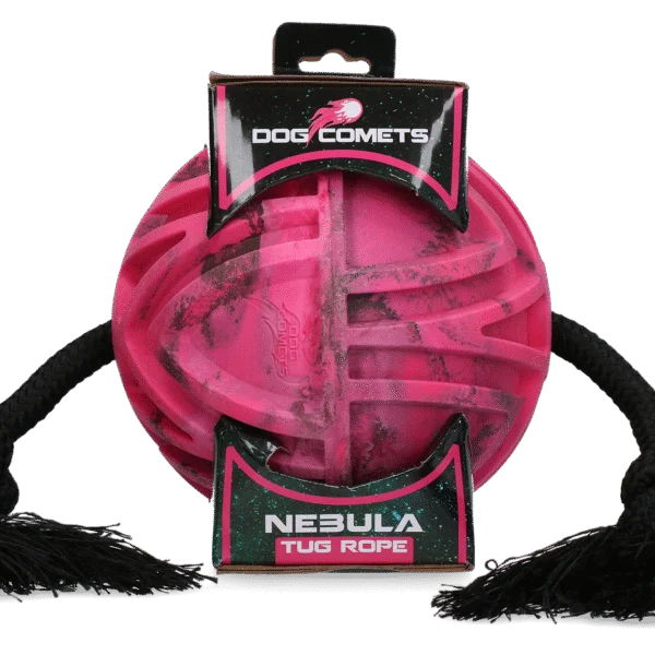 Piłka dla psa z przelotową liną i węzłami, Ø 18 cm, różowa – Dog Comets Nebula Tug Rope