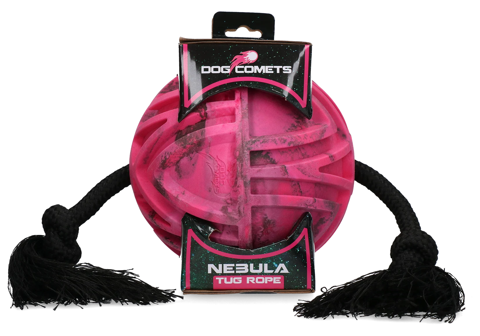 Piłka dla psa z przelotową liną i węzłami, Ø 18 cm, różowa – Dog Comets Nebula Tug Rope - obrazek 1