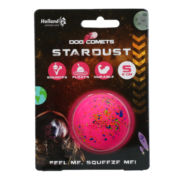 Gumowa piłka dla psa, różowa, S, 5 cm – Dog Comets Stardust