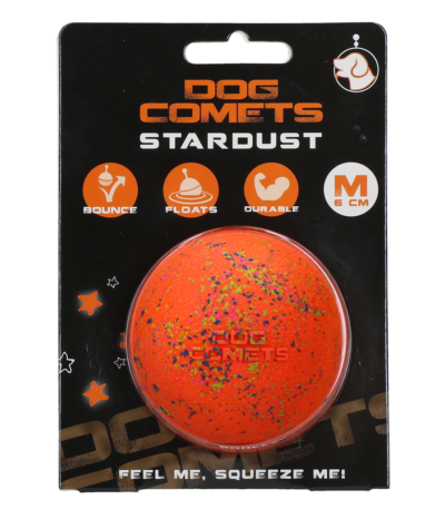 Gumowa piłka dla psa M, 6 cm, pomarańczowa – Dog Comets Stardust