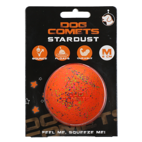 Gumowa piłka dla psa M, 6 cm, pomarańczowa – Dog Comets Stardust