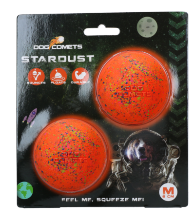 Gumowe piłki dla psa M, 6 cm, pomarańczowe, 2 sztuki – Dog Comets Stardust