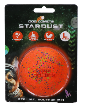 Gumowa piłka dla psa L, 7,5 cm, pomarańczowa – Dog Comets Stardust