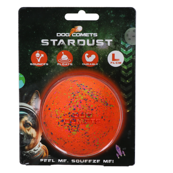 Gumowa piłka dla psa L, 7,5 cm, pomarańczowa – Dog Comets Stardust