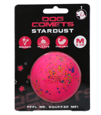 Gumowa piłka dla psa, różowa, M, 6 cm – Dog Comets Stardust