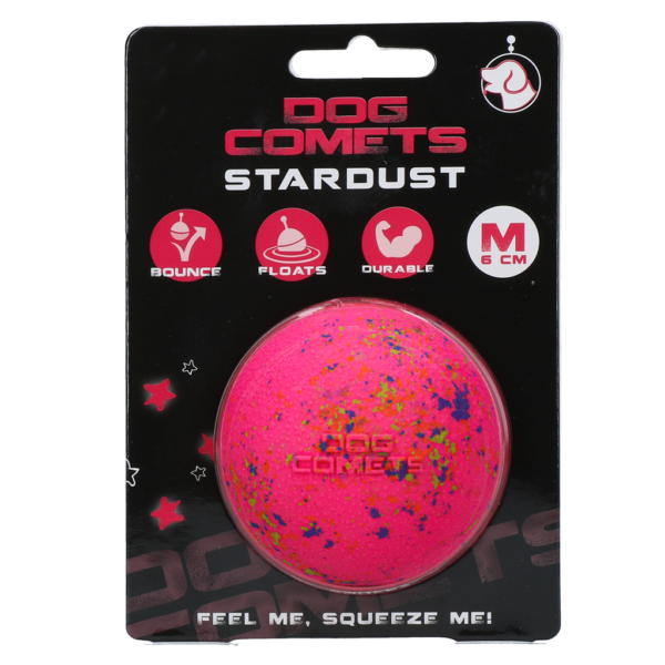 Gumowa piłka dla psa, różowa, M, 6 cm – Dog Comets Stardust