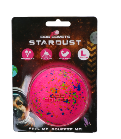 Gumowa piłka dla psa, różowa, L, 7,5 cm – Dog Comets Stardust