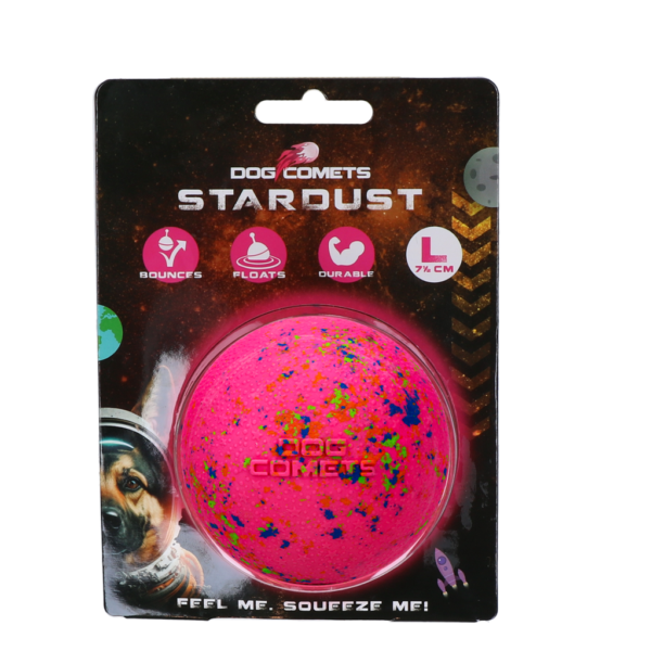 Gumowa piłka dla psa, różowa, L, 7,5 cm – Dog Comets Stardust