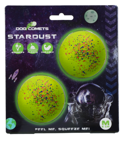 Gumowa piłka dla psa M, 6 cm, zielona, 2 sztuki – Dog Comets Stardust