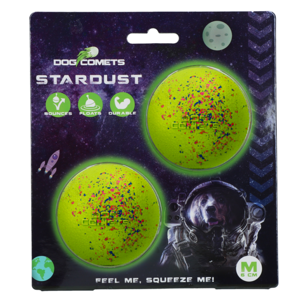 Gumowa piłka dla psa M, 6 cm, zielona, 2 sztuki – Dog Comets Stardust