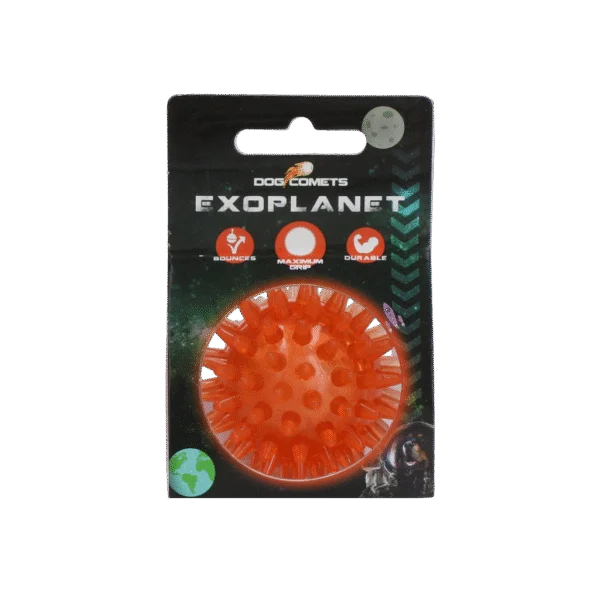 Piłka dla psa z wypustkami i piszczałką, S 5 cm, pomarańczowa – Dog Comets Exoplanet