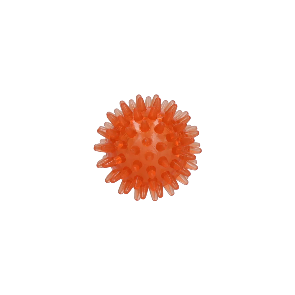 Piłka dla psa z wypustkami i piszczałką, S 5 cm, pomarańczowa – Dog Comets Exoplanet - obrazek 2