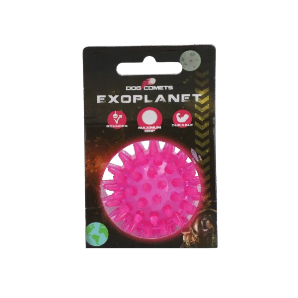 Piłka dla psa z kolcami i piszczałką, S 5 cm, różowa – Dog Comets Exoplanet