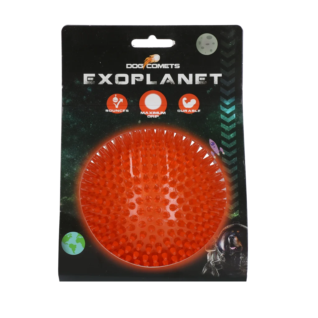Piłka jeżyk dla psa z piszczałką, pomarańczowa L, 10,5 cm – Dog Comets Exoplanet - obrazek 1