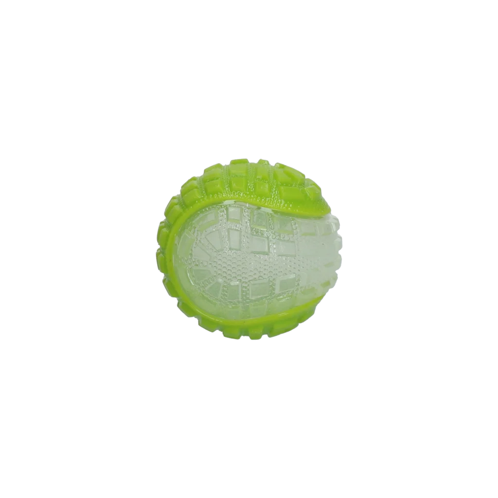 Piłka dla psa ze świecącym elementem i piszczałką S, 5 cm, zielona – Dog Comets Glow In The Dark Moon Ball - obrazek 2