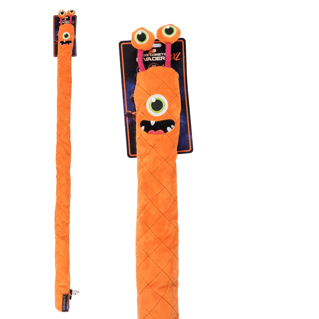 Duża pluszowa przytulanka dla psa z 3 piszczałkami, pomarańczowa, 150 cm – Dog Comets Invaders XXL - obrazek 1
