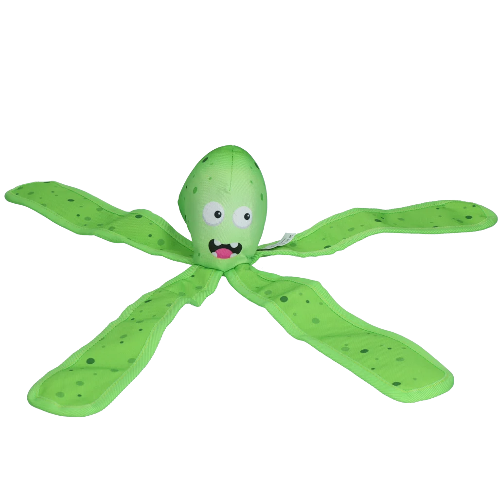 Zabawka dla psa z piszczałką i szeleszczącymi mackami, L 37 cm, zielona – Dog Comets Alien Octo - obrazek 2
