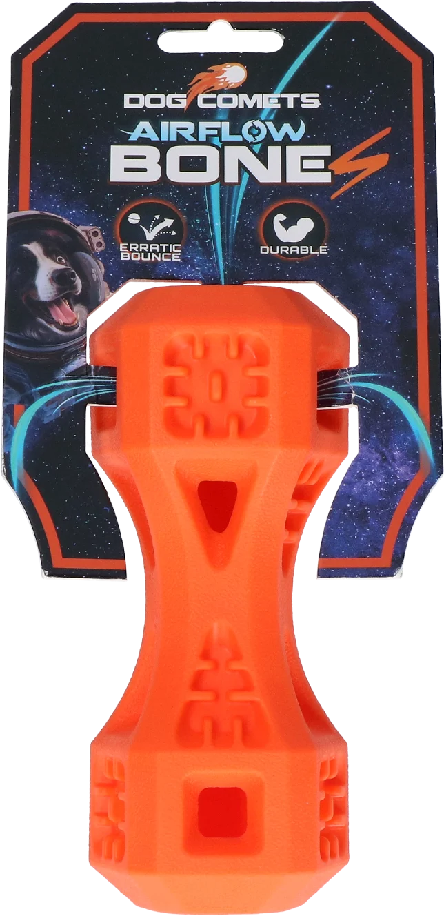 Zabawka do aportowania z otworami wentylacyjnymi, pomarańczowa S – Dog Comets Airflow Bone - obrazek 1