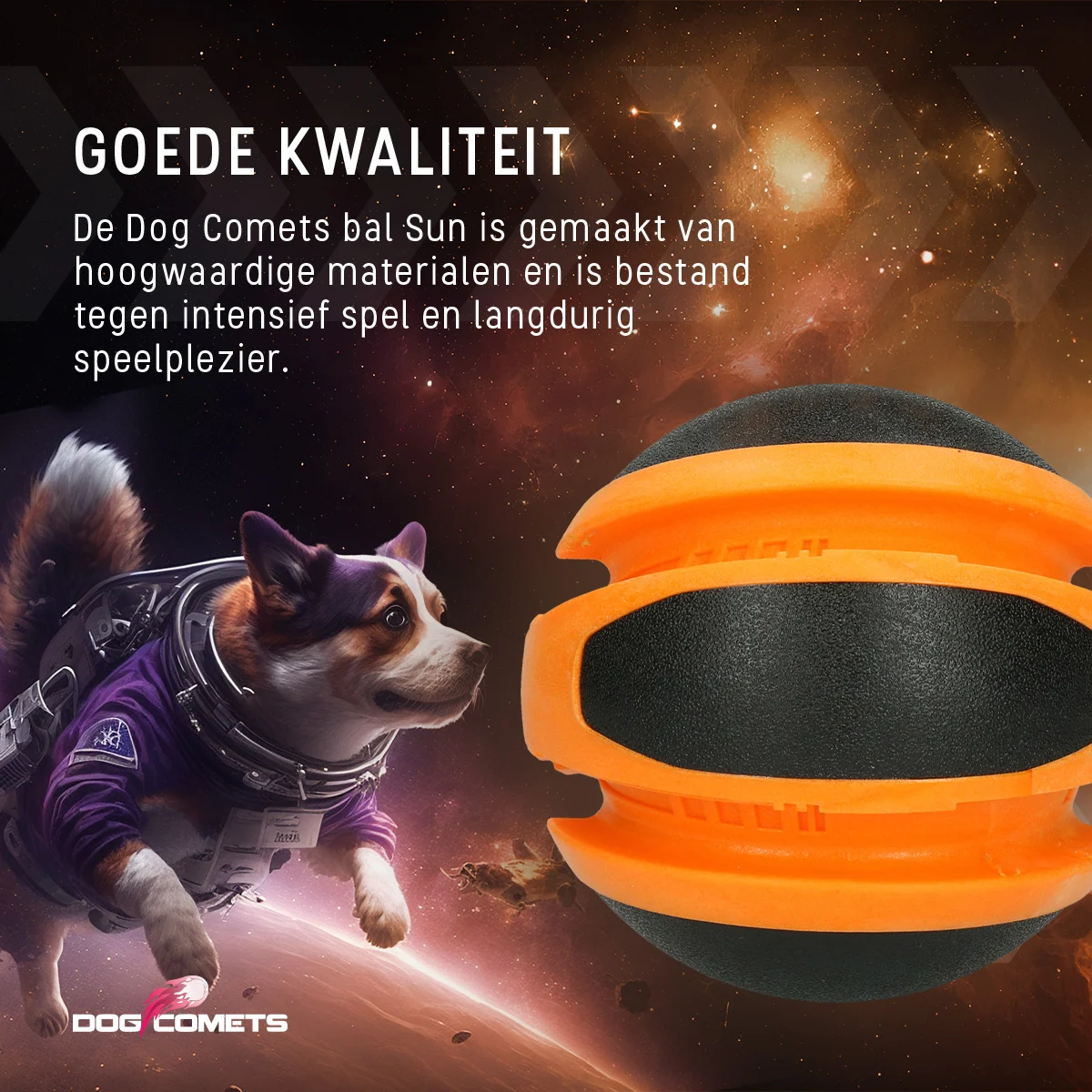 Odbijająca się piłka dla psa pomarańczowa, 14 cm – Dog Comets Planets - obrazek 6
