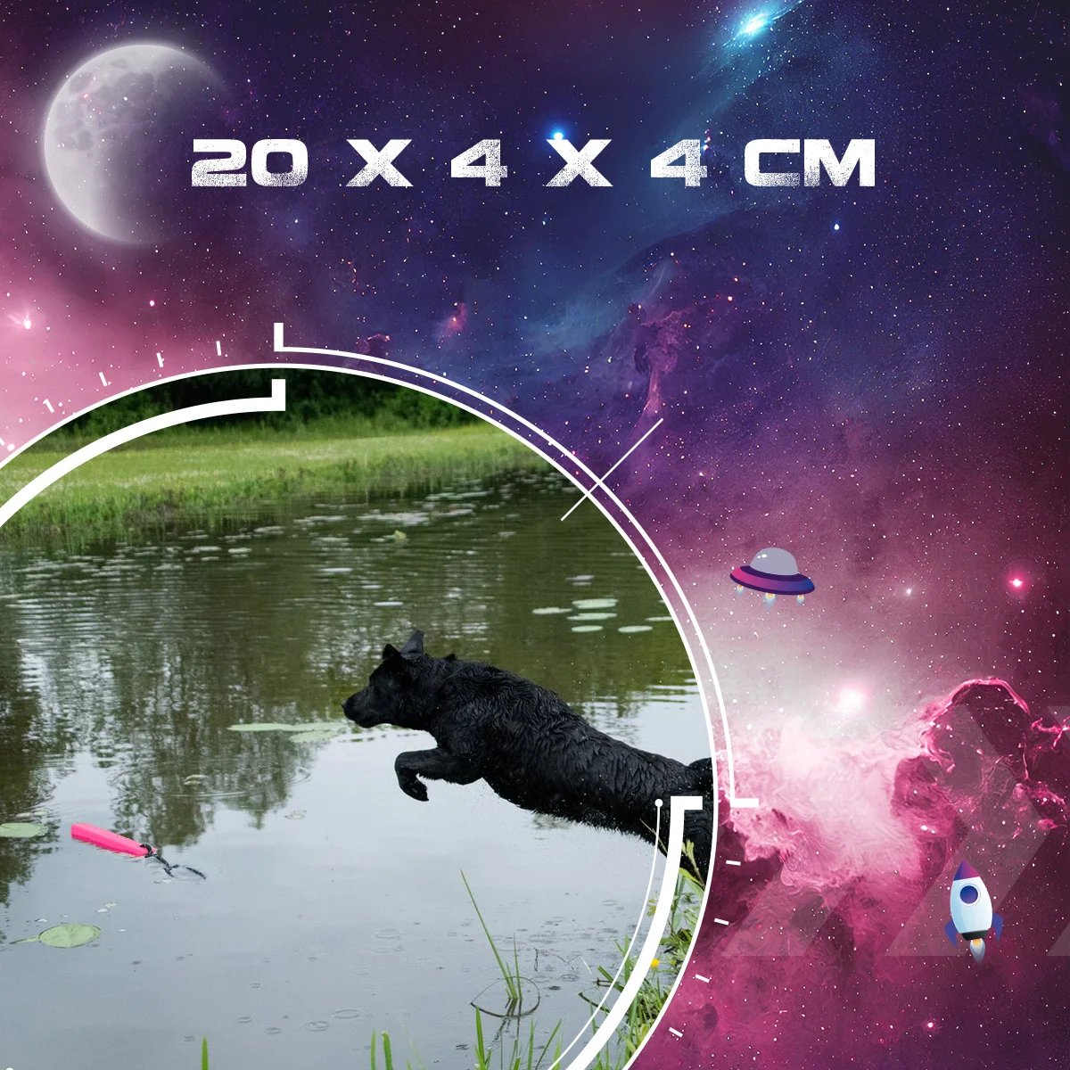 Aportówka ze sznurkiem, pływająca, 20 x 4 x 4 cm, różowa – Dog Comets Orion - obrazek 4