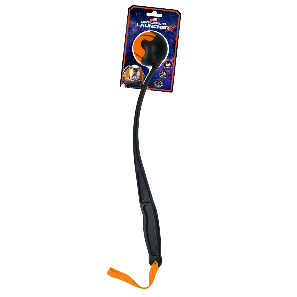 Wyrzutnia do piłek dla psa z piłką tenisową M, 48 cm, pomarańczowa – Dog Comets Launcher - obrazek 1