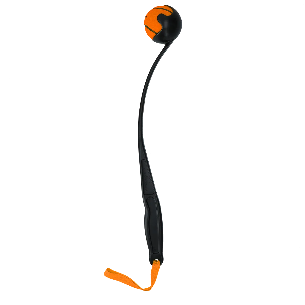 Wyrzutnia do piłek dla psa z piłką tenisową M, 48 cm, pomarańczowa – Dog Comets Launcher - obrazek 2
